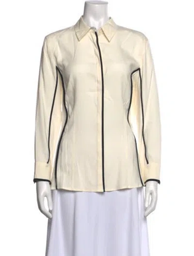 Pre-owned Escada Silk Long Sleeve Blouse In Neutral