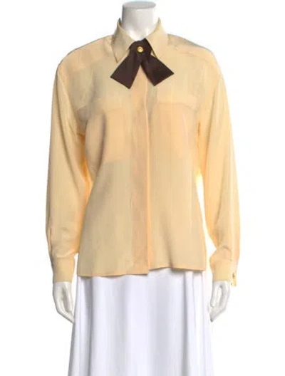Pre-owned Escada Silk Long Sleeve Blouse In Neutral