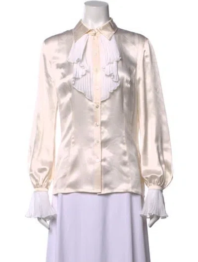 Pre-owned Escada Silk Long Sleeve Blouse In Neutral