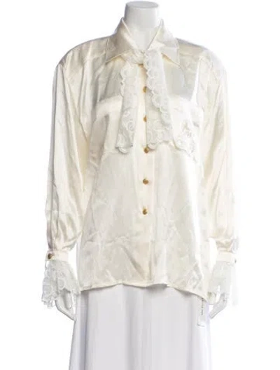 Pre-owned Escada Silk Long Sleeve Blouse In Neutral