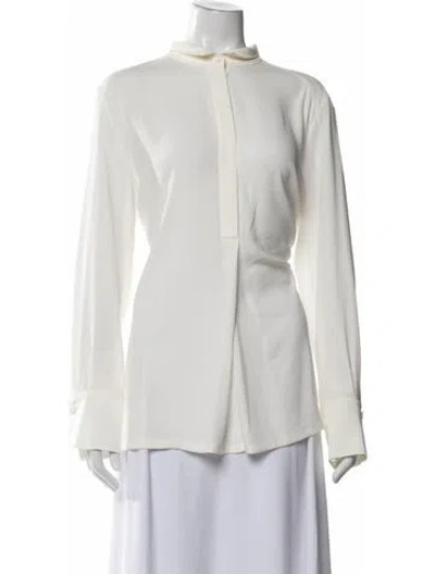 Pre-owned Escada Silk Long Sleeve Blouse In Neutrals