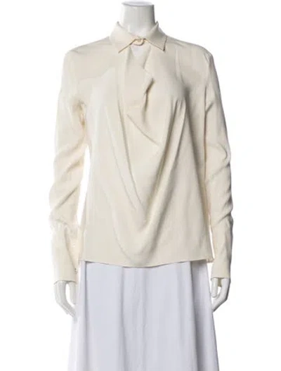 Pre-owned Escada Silk Long Sleeve Blouse In Neutrals
