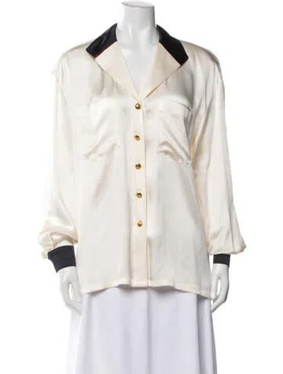 Pre-owned Escada Silk Long Sleeve Blouse In Neutrals