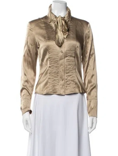 Pre-owned Escada Silk Long Sleeve Blouse In Neutrals