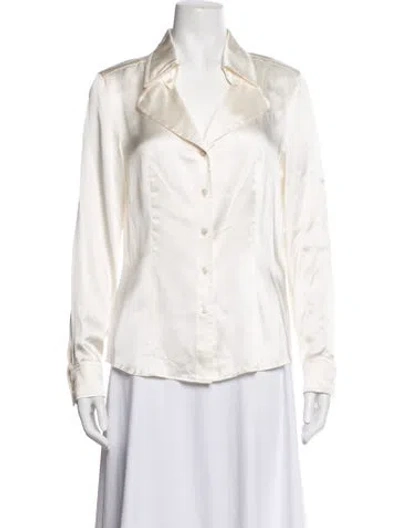 Pre-owned Escada Silk Long Sleeve Blouse In Neutrals