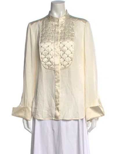 Pre-owned Escada Silk Long Sleeve Blouse In Neutrals