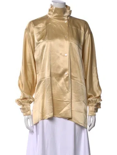 Pre-owned Escada Silk Long Sleeve Blouse In Neutrals
