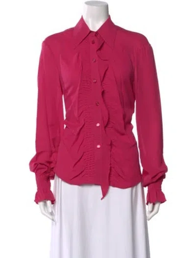 Pre-owned Escada Silk Long Sleeve Blouse In Pink