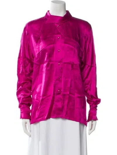 Pre-owned Escada Silk Long Sleeve Blouse In Purple