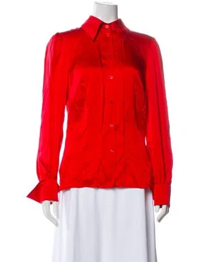 Pre-owned Escada Silk Long Sleeve Blouse In Red