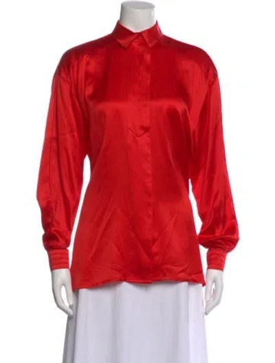 Pre-owned Escada Silk Long Sleeve Blouse In Red