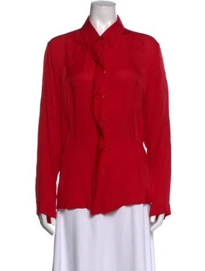 Pre-owned Escada Silk Long Sleeve Blouse In Red