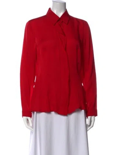 Pre-owned Escada Silk Long Sleeve Blouse In Red