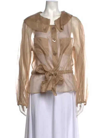 Pre-owned Escada Silk Long Sleeve Blouse W/ Tags In Neutrals