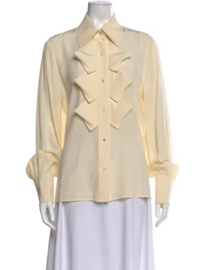 Pre-owned Escada Silk Long Sleeve Blouse In Yellow