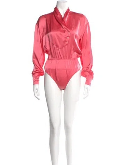 Pre-owned Escada Silk Long Sleeve Bodysuit In Pink