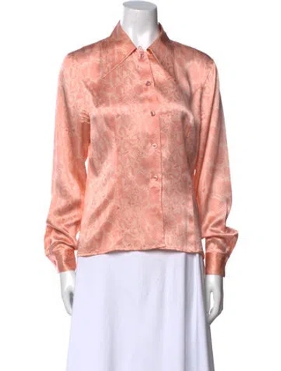 Pre-owned Escada Silk Long Sleeve Button-up Top In Pink