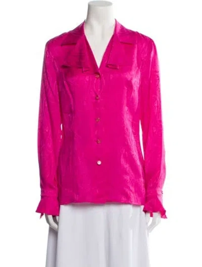 Pre-owned Escada Silk Long Sleeve Button-up Top W/ Tags In Pink