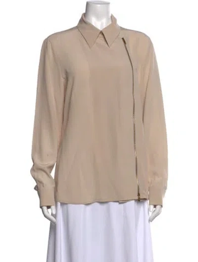Pre-owned Escada Silk Long Sleeve Top In Neutral