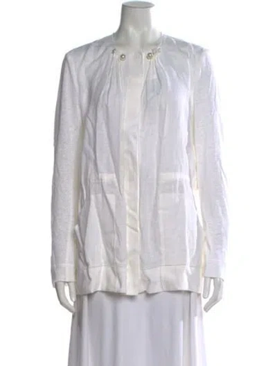 Pre-owned Escada Silk Long Sleeve Top In White