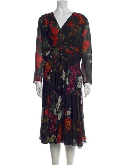 Pre-owned Escada Silk Midi Length Dress In Black