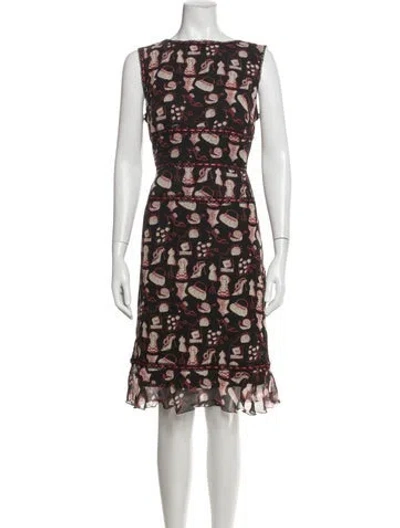 Pre-owned Escada Silk Midi Length Dress In Black