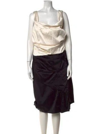Pre-owned Escada Silk Midi Length Dress In Black/neutrals