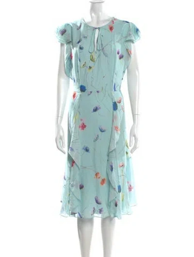 Pre-owned Escada Silk Midi Length Dress In Blue