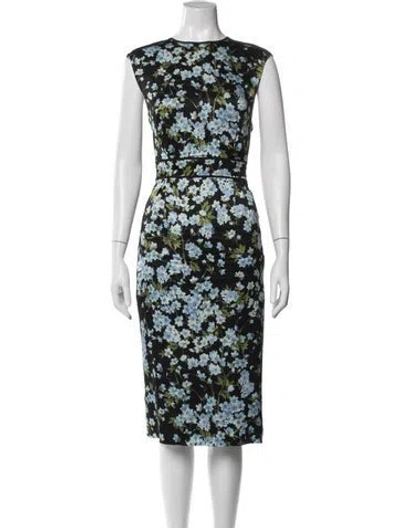 Pre-owned Escada Silk Midi Length Dress In Blue