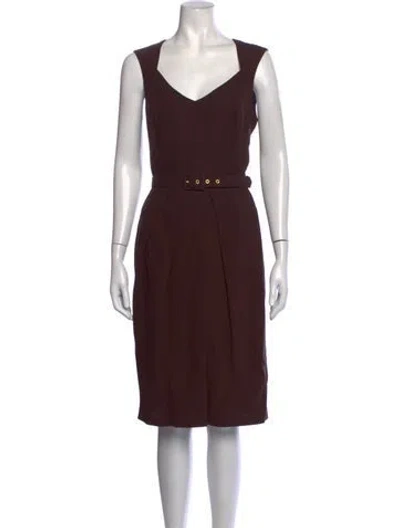 Pre-owned Escada Silk Midi Length Dress In Brown