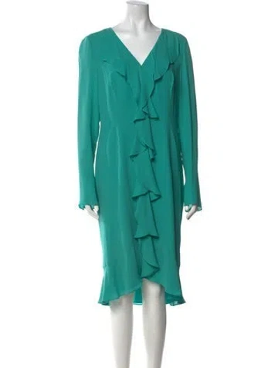 Pre-owned Escada Silk Midi Length Dress In Green