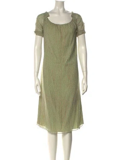 Pre-owned Escada Silk Midi Length Dress In Green