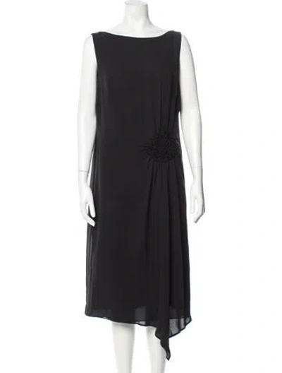 Pre-owned Escada Silk Midi Length Dress In Grey