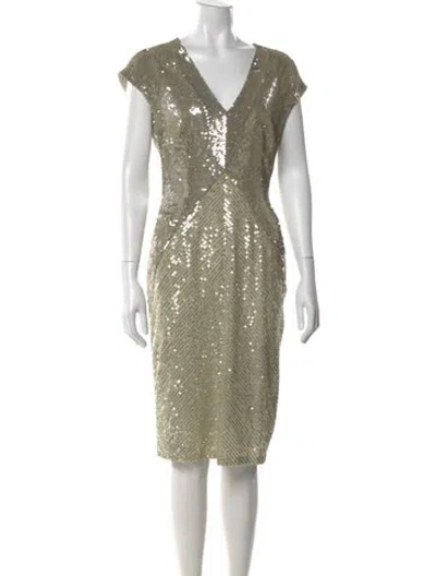 Pre-owned Escada Silk Midi Length Dress In Neutral