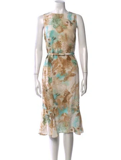 Pre-owned Escada Silk Midi Length Dress In Neutral
