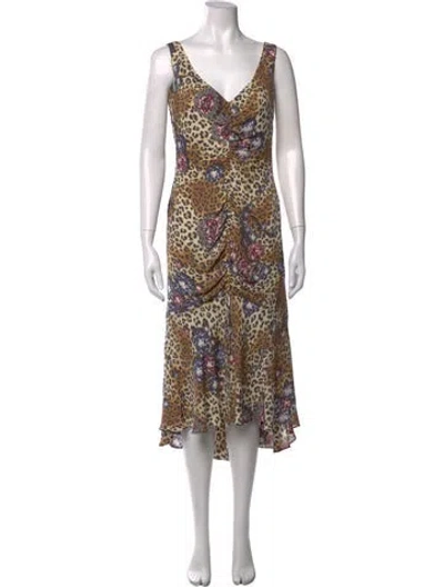 Pre-owned Escada Silk Midi Length Dress In Neutrals