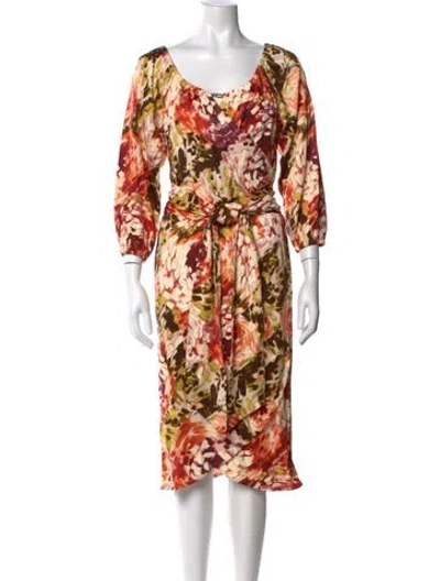 Pre-owned Escada Silk Midi Length Dress In Neutrals