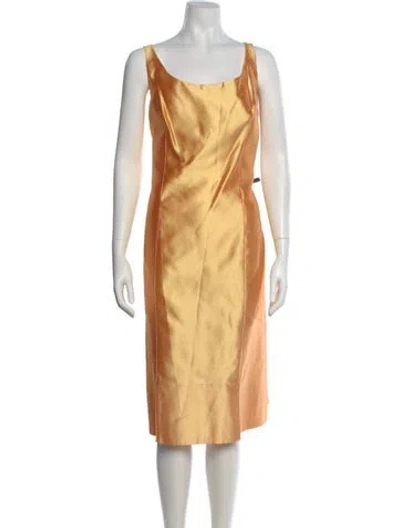 Pre-owned Escada Silk Midi Length Dress In Orange