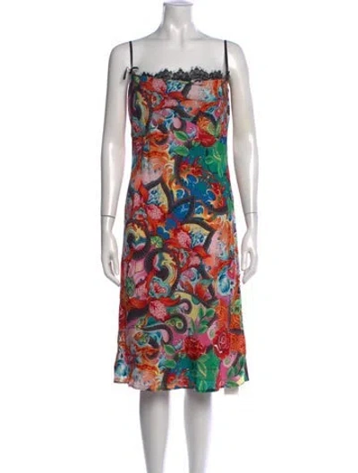 Pre-owned Escada Silk Midi Length Dress In Pink