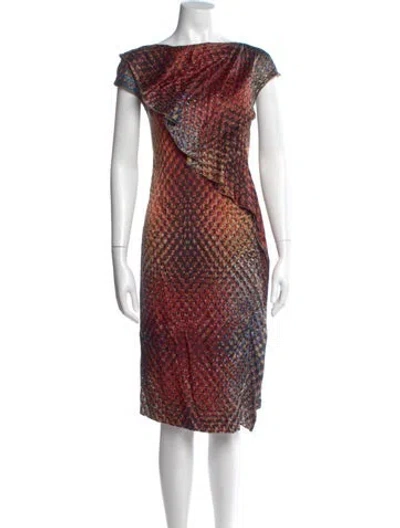 Pre-owned Escada Silk Midi Length Dress In Red