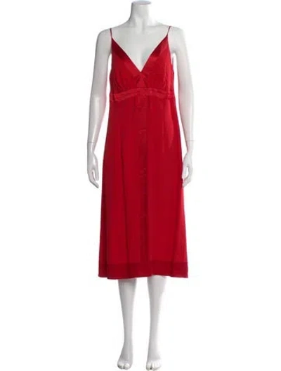 Pre-owned Escada Silk Midi Length Dress In Red