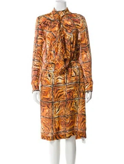 Pre-owned Escada Silk Midi Length Dress W/ Tags In Black