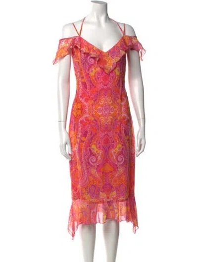 Pre-owned Escada Silk Midi Length Dress W/ Tags In Pink