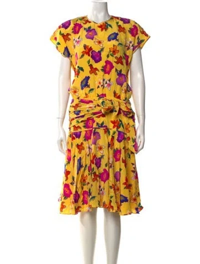 Pre-owned Escada Silk Midi Length Dress In Yellow