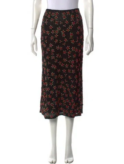 Pre-owned Escada Silk Midi Length Skirt In Black