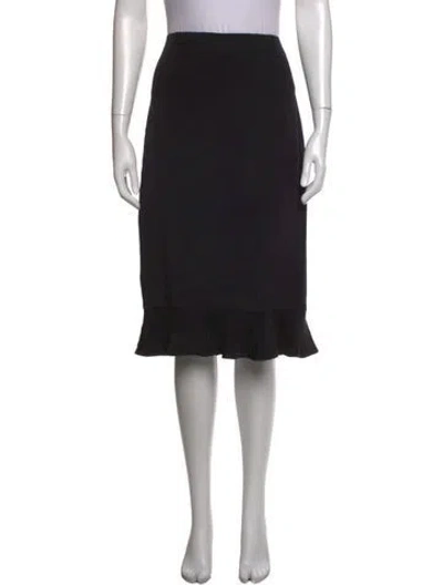 Pre-owned Escada Silk Midi Length Skirt In Black