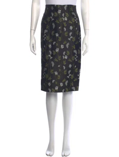 Pre-owned Escada Silk Midi Length Skirt In Black