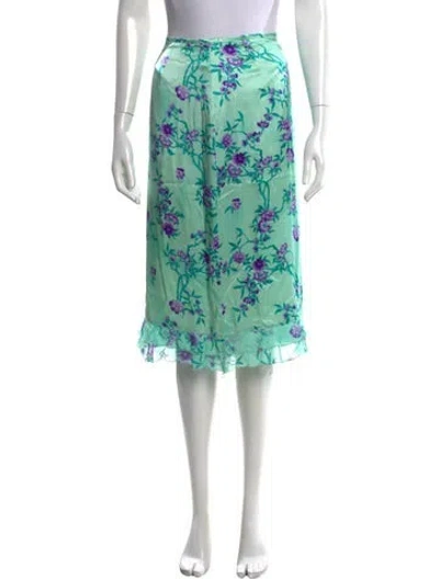 Pre-owned Escada Silk Midi Length Skirt In Blue