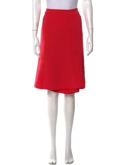 Pre-owned Escada Silk Midi Length Skirt In Red