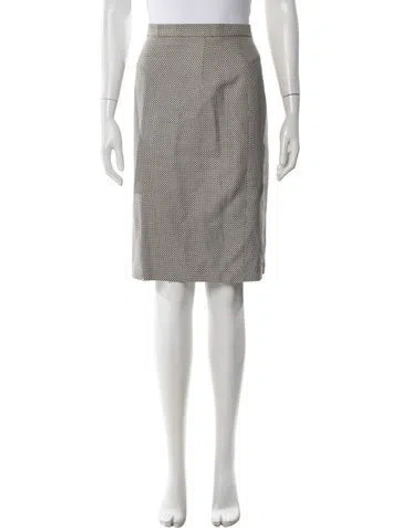 Pre-owned Escada Silk Midi Length Skirt In White